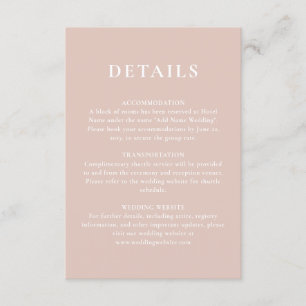 Carte D'accompagnement Simple minimaliste Dusty Rose Blush Détails du Mar