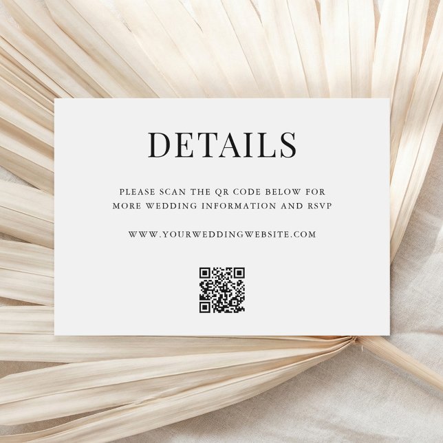Carte D'accompagnement Simple Modern Code QR Détails de Mariage (Créateur téléchargé)
