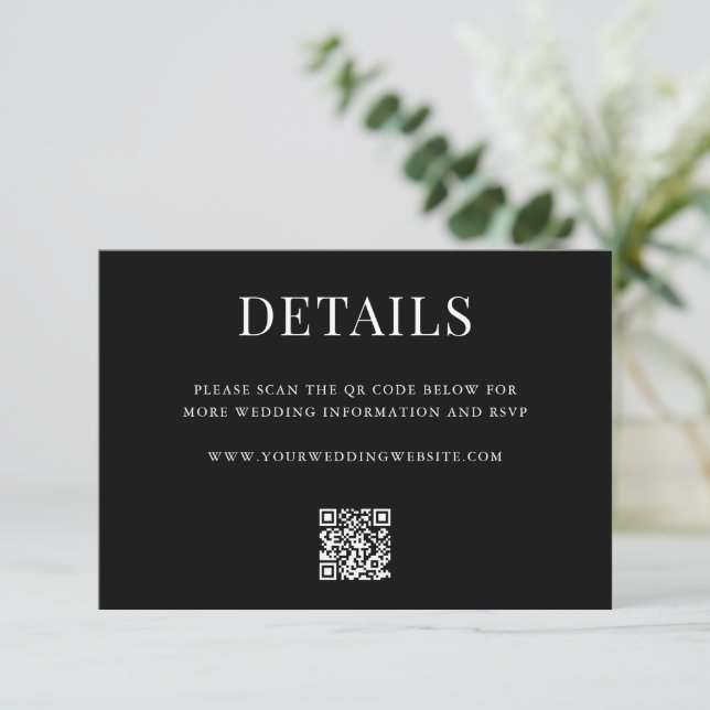 Carte D'accompagnement Simple Modern QR Code Wedding Details (Debout devant)