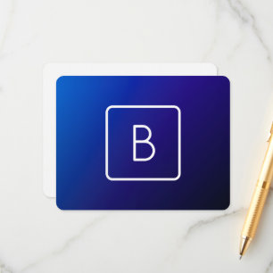 Carte D'accompagnement Simple moderne bleu foncé Ombre dégradé et monogra