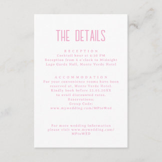 Carte D'accompagnement Simple Moderne Élégante Rose Mariage