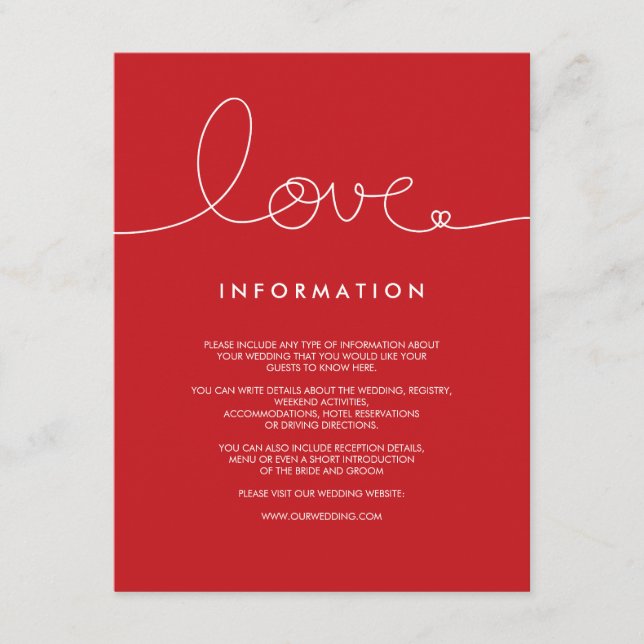 Carte D'accompagnement Simple moderne Loopy Love Heart Mariage Insertion  (Devant)