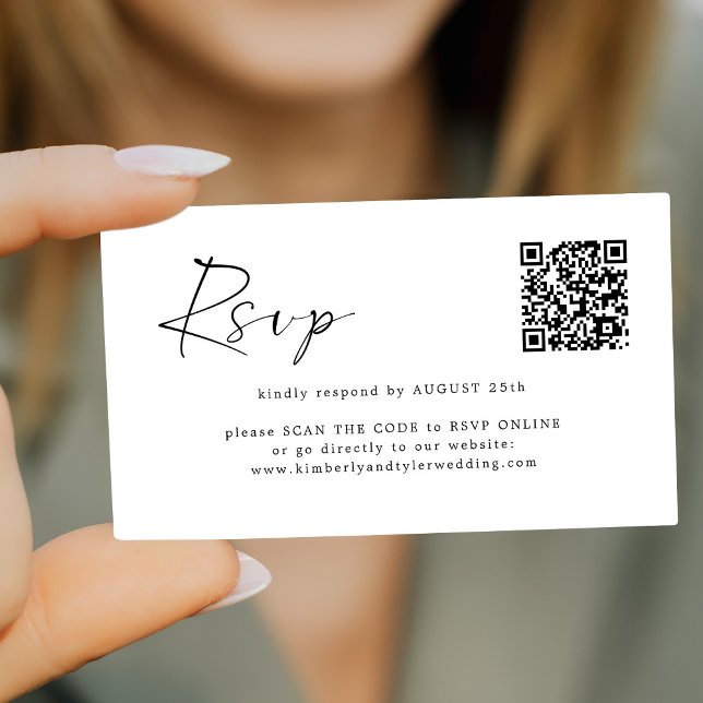 Carte D'accompagnement Simple moderne minimaliste en ligne QR CODE RSVP (Créateur téléchargé)