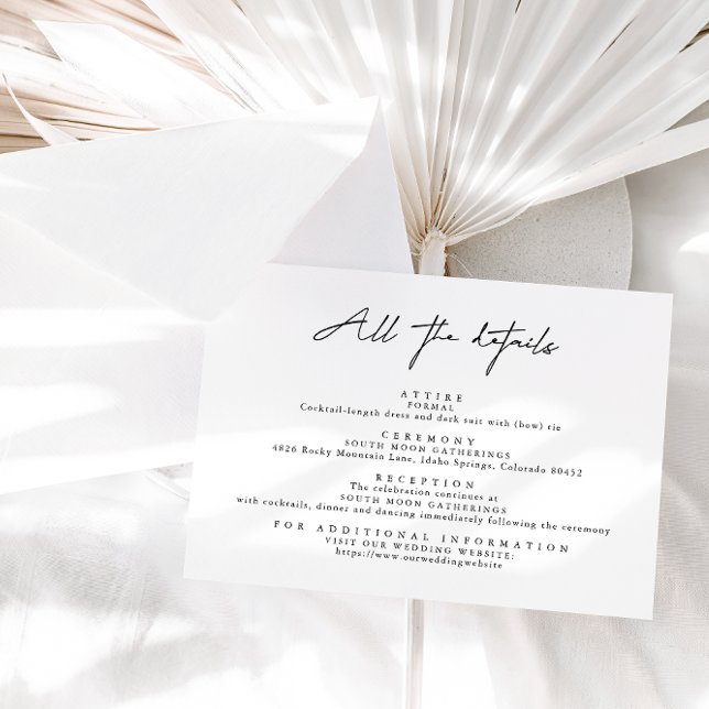 Carte D'accompagnement Simple moderne noir et blanc Tous les détails (Créateur téléchargé)