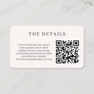 Carte D'accompagnement Simple moderne QR Code site Web photo mariage