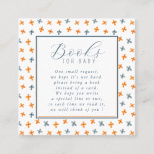 Carte D'accompagnement Simple Motif Floral Bleu Orange Livres Pour Bébé