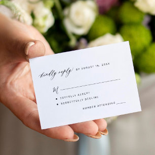 Carte D'accompagnement Simple noir et blanc gentiment rejouer mariage RSV