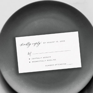 Carte D'accompagnement Simple noir et blanc gentiment rejouer mariage RSV