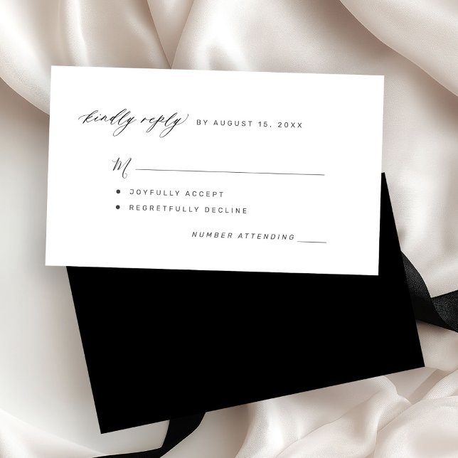 Carte D'accompagnement Simple noir et blanc réponse aimable de mariage RS (Créateur téléchargé)