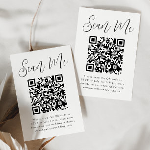 Carte D'accompagnement Simple Noir Script QR Code Mariage RSVP