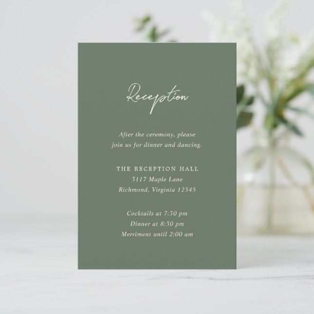 Carte D'accompagnement Simple Olive Green Mariage moderne (Debout devant)