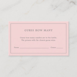 Carte D'accompagnement Simple Pink Guess Combien De Filles Baby shower Je