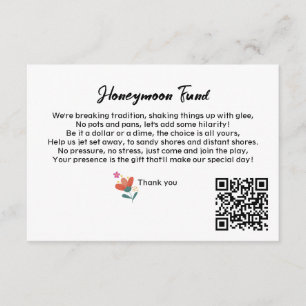 Carte D'accompagnement Simple QR Code Honeymoon Fund Demander un Mariage