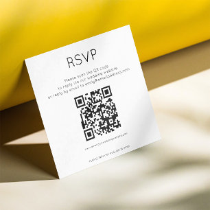 Carte D'accompagnement Simple QR Code Noir Blanc Mariage RSVP