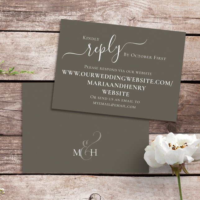 Carte D'accompagnement Simple QR Code RSVP Online Neutre Brown Simple (Créateur téléchargé)