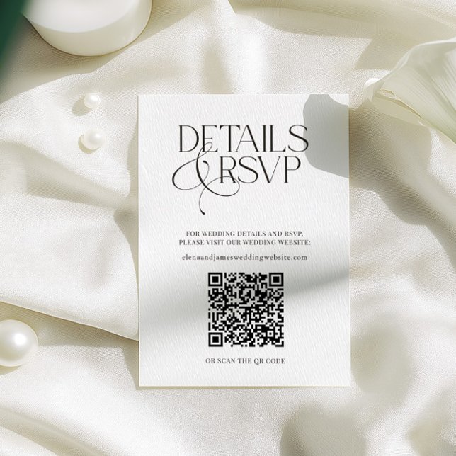 Carte D'accompagnement Simple QR Code RSVP & Wedding Details Card (Simple QR Code RSVP & Wedding Details Card)