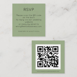 Carte D'accompagnement Simple QR Code Sage Green Wedding RSVP