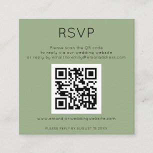 Carte D'accompagnement Simple QR Code Sage Vert Mariage RSVP Enceinte C