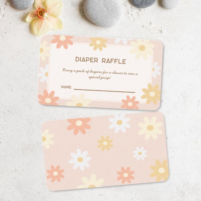 Carte D'accompagnement Simple Retro Boho Daisy Baby shower Daisy Raffle (Créateur téléchargé)