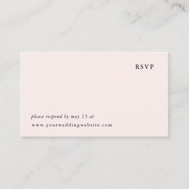 Carte D'accompagnement Simple rougissent le mariage rose | RSVP en ligne (Devant)
