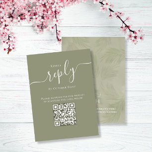 Carte D'accompagnement Simple RSVP QR Code Mariage Site Web Palm Feuilles
