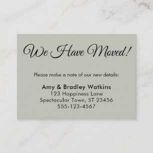 Carte D'accompagnement Simple, Sage Green Nous avons changé d'adresse