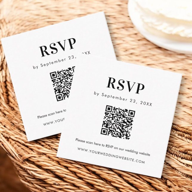 Carte D'accompagnement Simple Scan QR code RSVP Bold Mariage Insertion (Créateur téléchargé)
