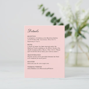 Carte D'accompagnement Simple Script Rose Mariage Vertical