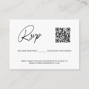 Carte D'accompagnement Simple siège réservé QR CODE rsvp site web de mari