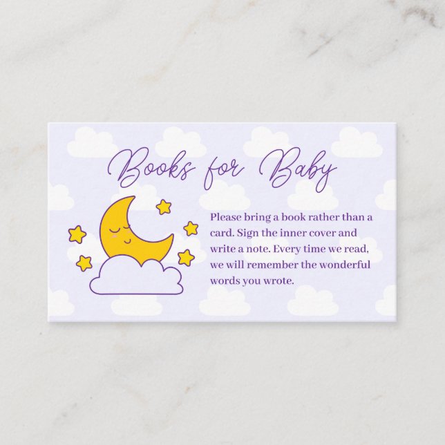 Carte D'accompagnement Simple Sur La Lune Baby shower Livres Pour Bébé (Devant)
