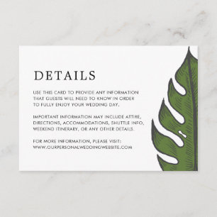 Carte D'accompagnement Simple Tropical Palm Leaf Mariage moderne