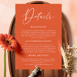 Carte D'accompagnement Simple Verona Sunset Orange Calligraphie Détails