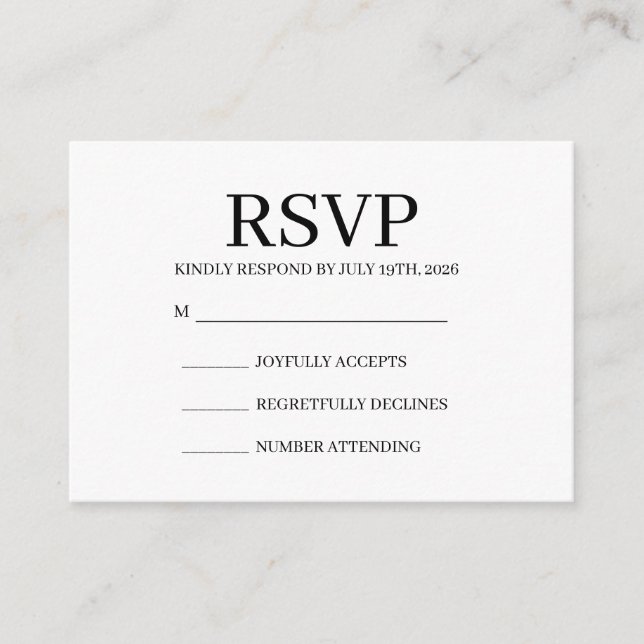 Carte D'accompagnement Simple Wedding RSVP Enclosure Card (Devant)