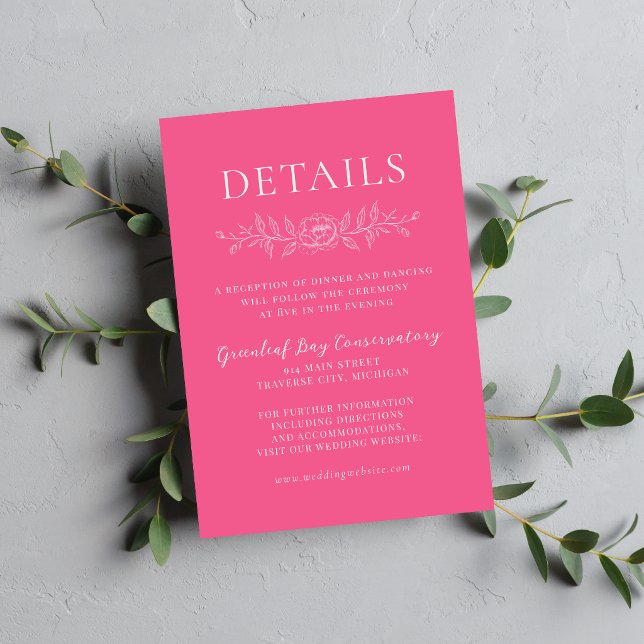 Carte D'accompagnement Simplicité Florale 1 Carnation Rose Mariage Minima (Créateur téléchargé)