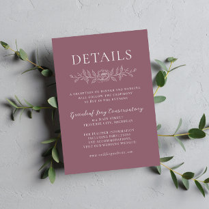 Carte D'accompagnement Simplicité Florale 1 Mariage Minimaliste Mauve Cré