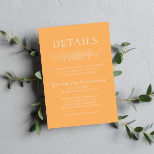 Carte D'accompagnement Simplicité Florale 1 Sorbet Orange Mariage Minimal