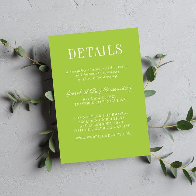 Carte D'accompagnement Simplicité Florale 2 Chartreuse Mariage Minimalist (Créateur téléchargé)