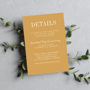 Carte D'accompagnement Simplicité Florale 2 Jaune Ocre Mariage Minimalist