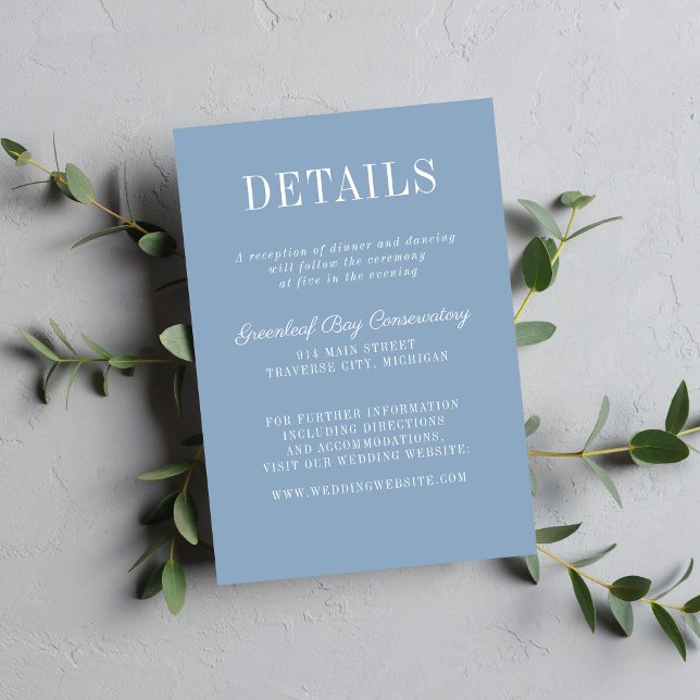 Carte D'accompagnement Simplicité Florale 2 Mariage Minimal Bleu Glacier (Créateur téléchargé)
