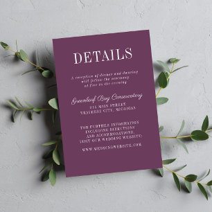 Carte D'accompagnement Simplicité Florale 2 Mariage Minimaliste au Raisin