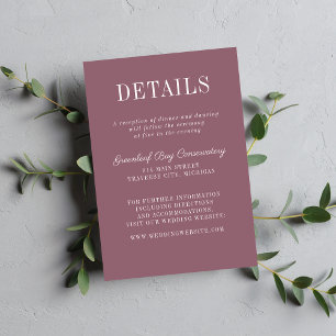 Carte D'accompagnement Simplicité Florale 2 Mauve Crépuscule Mariage Mini