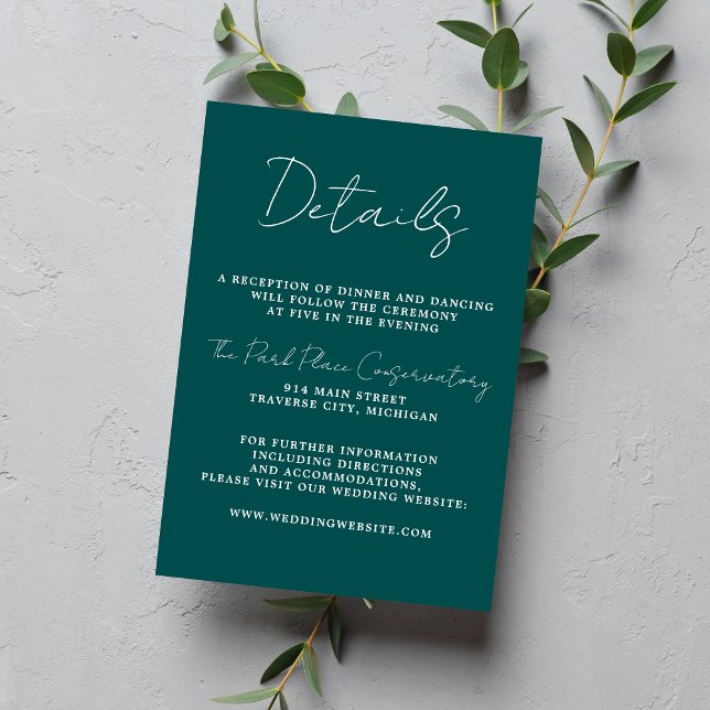 Carte D'accompagnement Simplicité réelle 3 Script Mariage Peacock minimal (Créateur téléchargé)