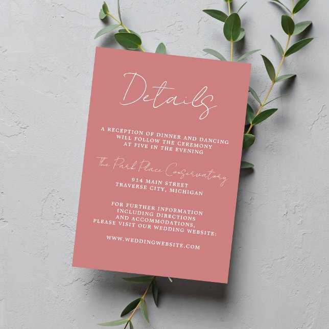Carte D'accompagnement Simplicité réelle 3 Script Rose duvet minimal (Créateur téléchargé)