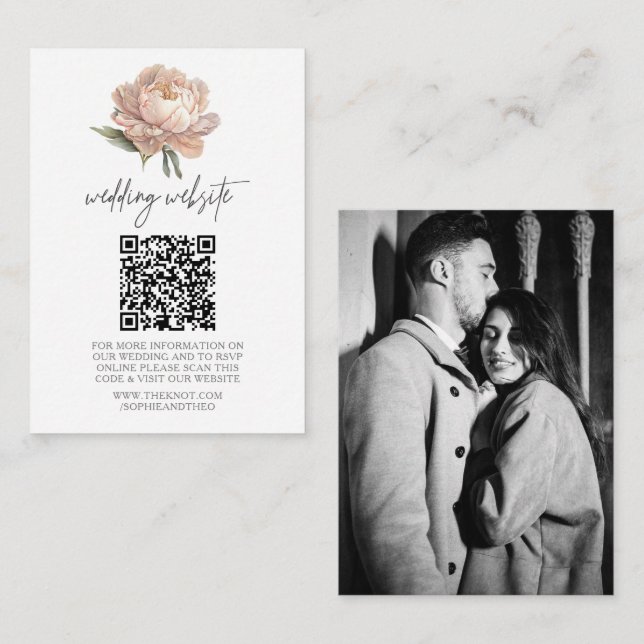 Carte D'accompagnement Site de mariage de jardin | RSVP QR Code photo (Devant / Derrière)