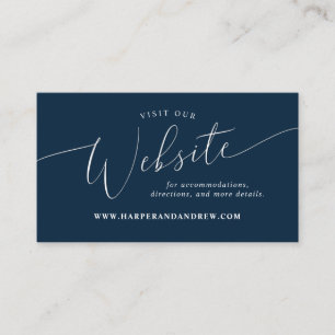 Carte D'accompagnement Site de Mariage de Navy Blue Minimal