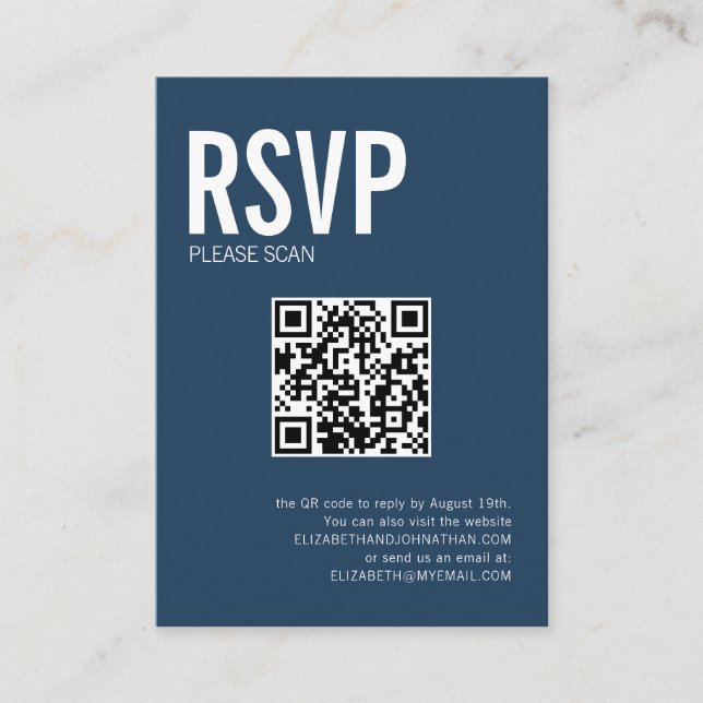 Carte D'accompagnement Site de Mariage de typographie simple QR Code RSVP (Devant)