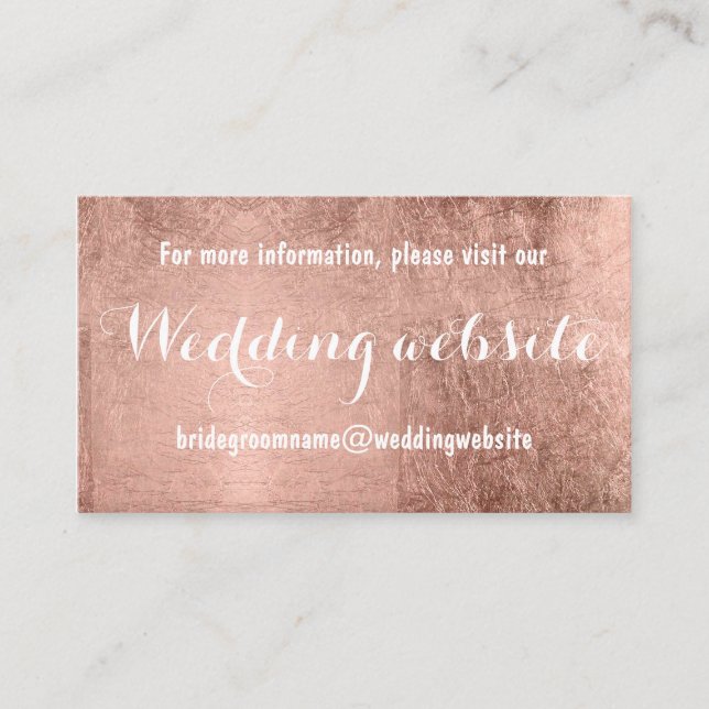 Carte D'accompagnement Site de mariage en feuille d'or rose de luxe (Devant)