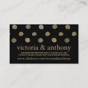 Carte D'accompagnement Site de Mariage moderne Black & Gold Pois