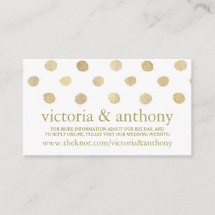 Carte D'accompagnement Site de Mariage moderne White & Gold Pois