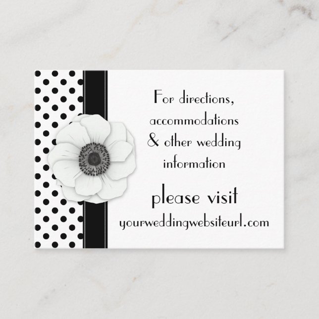 Carte D'accompagnement Site de Mariages Anemone Black White (Devant)